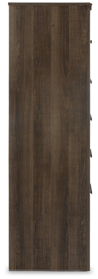Juararo California King Panel Bed, Dresser, Mirror, Chest and Nightstand
