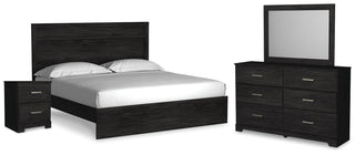 Belachime King Panel Bed, Dresser, Mirror, and Nightstand
