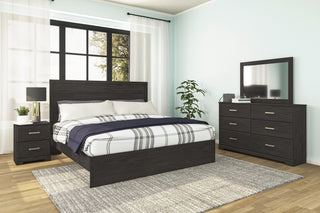 Belachime King Panel Bed, Dresser, Mirror, and Nightstand