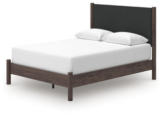 Pamytta Queen Upholstered Platform Bed, Dresser and Mirror