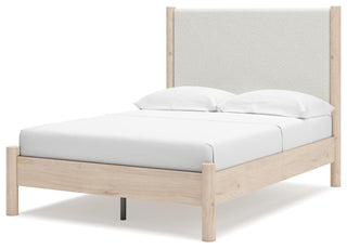 Cadmori Full Upholstered Panel Bed, Dresser and Mirror