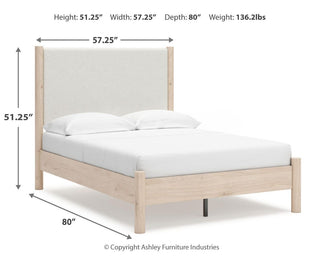 Cadmori Full Upholstered Panel Bed, Dresser and Mirror