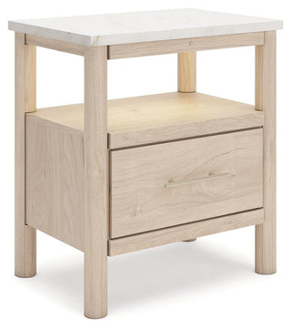 Cadmori King Upholstered Panel Bed, Dresser and Nightstand