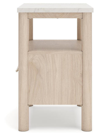 Cadmori King Upholstered Panel Bed, Dresser, Mirror and Nightstand