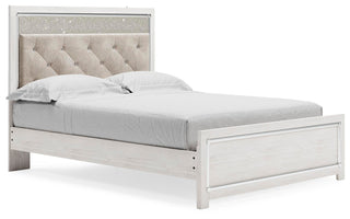 Altyra Queen Upholstered Panel Bed, Dresser and Mirror