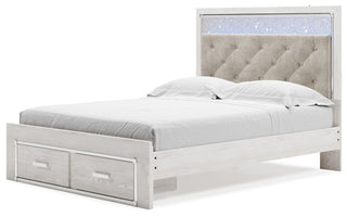 Altyra Queen Upholstered Panel Storage Bed, Dresser and Mirror
