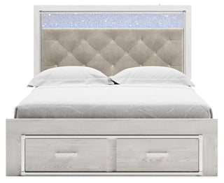 Altyra Queen Upholstered Panel Storage Bed, Dresser and Mirror