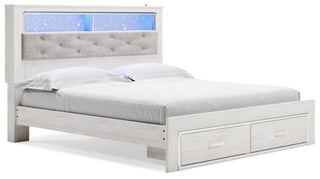 Altyra Upholstered Bookcase Bed with Storage - King