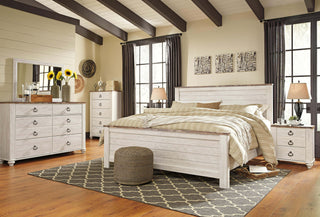 Willowton King Panel Bed, Dresser, Mirror, and Nightstand