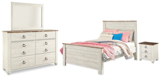 Willowton Full Panel Bed, Dresser, Mirror, Chest and Nightstand