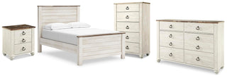 Willowton Full Panel Bed, Dresser, Chest and Nightstand
