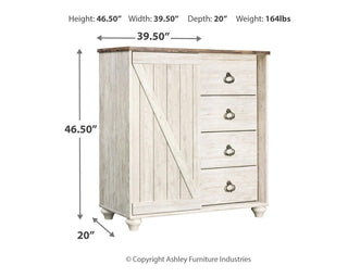 Willowton Queen Sleigh Bed, Dresser and Chest