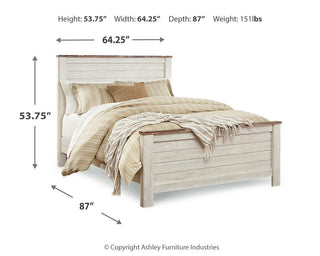 Willowton Queen Panel Bed, Dresser, Mirror and 2 Nightstands