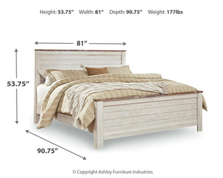 Willowton King Panel Bed, Dresser, Mirror, Chest and 2 Nightstands