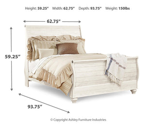 Willowton Queen Sleigh Bed, Dresser, Mirror and 2 Nightstands