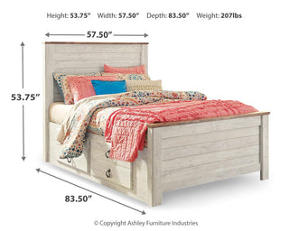 Willowton Full Panel Bed with Storage, Dresser and Mirror