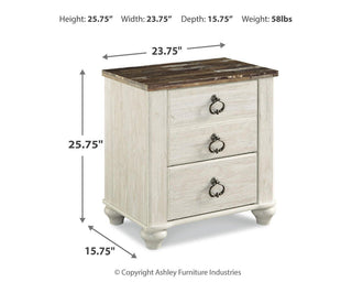 Willowton Full Panel Bed, Dresser, Mirror, Chest and Nightstand