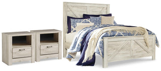 Bellaby Queen Crossbuck Panel Bed and 2 Nightstands