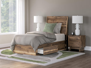 Chirason Twin Panel Bed with Storage, Dresser and Mirror