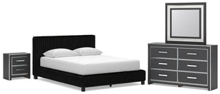 Zuraleus Queen Upholstered Bed, Dresser, Mirror and Nightstand