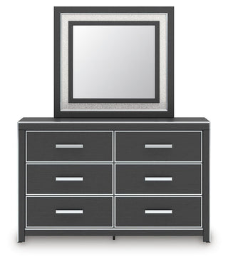 Zuraleus Queen Upholstered Panel Platform Bed, Dresser and Mirror