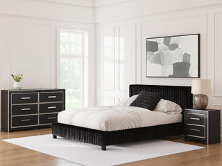 Zuraleus Queen Upholstered Bed, Dresser and Nightstand