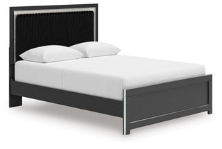Zuraleus Queen Upholstered Panel Platform Bed, Dresser and Mirror