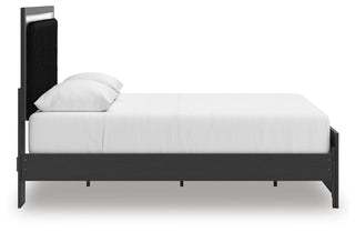 Zuraleus Queen Upholstered Panel Platform Bed, Dresser and Mirror