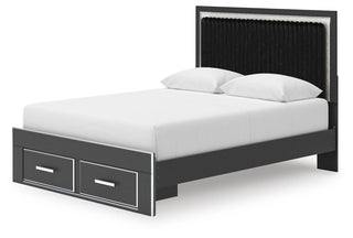 Zuraleus Queen Upholstered Panel Platform Storage Bed, Dresser and Mirror
