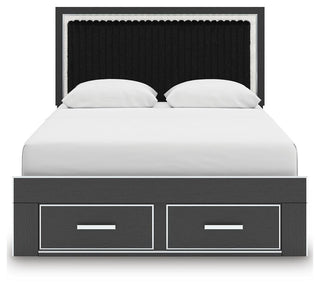 Zuraleus Queen Upholstered Panel Platform Storage Bed, Dresser and Mirror