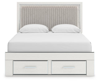 Zuraleus Queen Upholstered Panel Platform Storage Bed, Dresser and Mirror