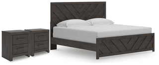 Prendonea King Panel Bed and 2 Nightstands