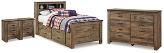 Trinell Twin Bookcase Bed, Dresser and 2 Nightstands