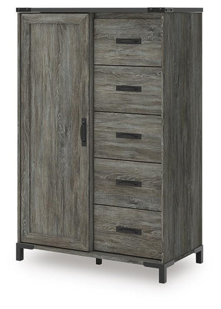 Frandern Full Bookcase Panel Bed with Storage, Dresser, Mirror and Chest