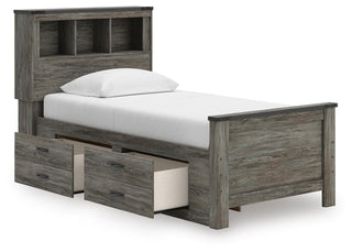 Frandern Twin Bookcase Bed with Storage, Dresser and Mirror
