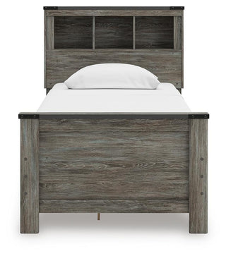 Frandern Twin Bookcase Bed with Storage, Dresser and Mirror