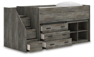 Frandern Twin Loft  Bed with Bookcase and Drawer Storage