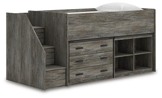 Frandern Twin Loft  Bed with Bookcase and Drawer Storage