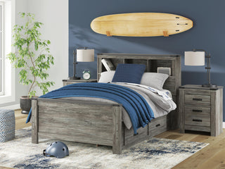 Frandern Full Bookcase Bed with Storage, Dresser and Mirror