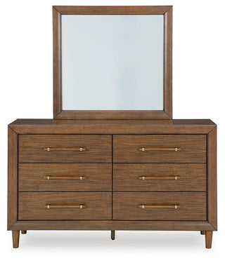 Lyncott California King Upholstered Bed, Dresser and Mirror