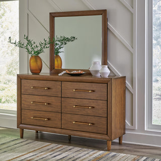 Lyncott Queen Upholstered Bed, Dresser, Mirror and 2 Nightstands
