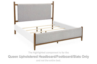 Lyncott Queen Upholstered Bed, Dresser, Mirror and Nightstand
