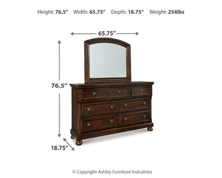 Porter Queen Sleigh Storage Bed, Dresser and Mirror