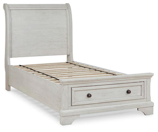 Robbinsdale Twin Sleigh Storage Bed, Dresser and Mirror