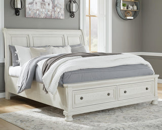 Robbinsdale King Sleigh Storage Bed, Dresser and Mirror