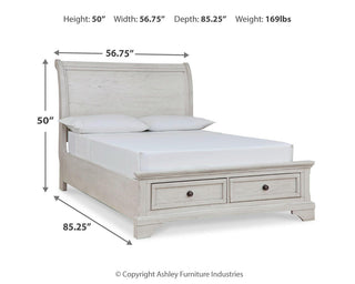 Robbinsdale Full Storage Sleigh Bed, Dresser, Mirror, Chest and Nightstand