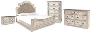 Realyn King Panel Bed, Dresser, Chest and 2 Nightstands