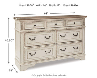 Realyn King Upholstered Panel Bed and Dresser