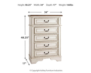 Realyn Full Panel Bed, Dresser and Chest
