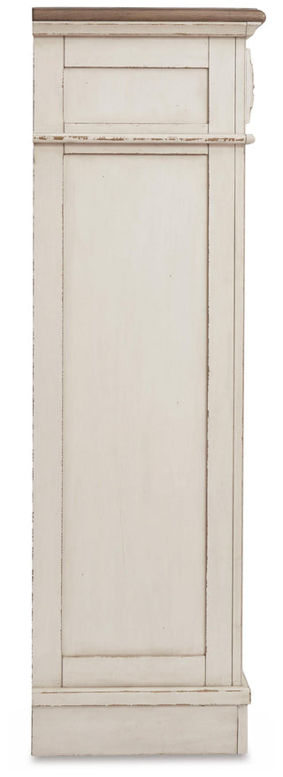 Realyn Queen Upholstered Panel Bed, Dresser, Mirror and Chest